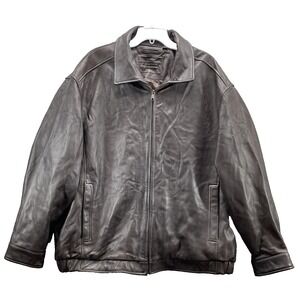 Roundtree & Yorke Lamb Leather Jacket Mens 3XB Moto Biker Retro Streetwear 90's